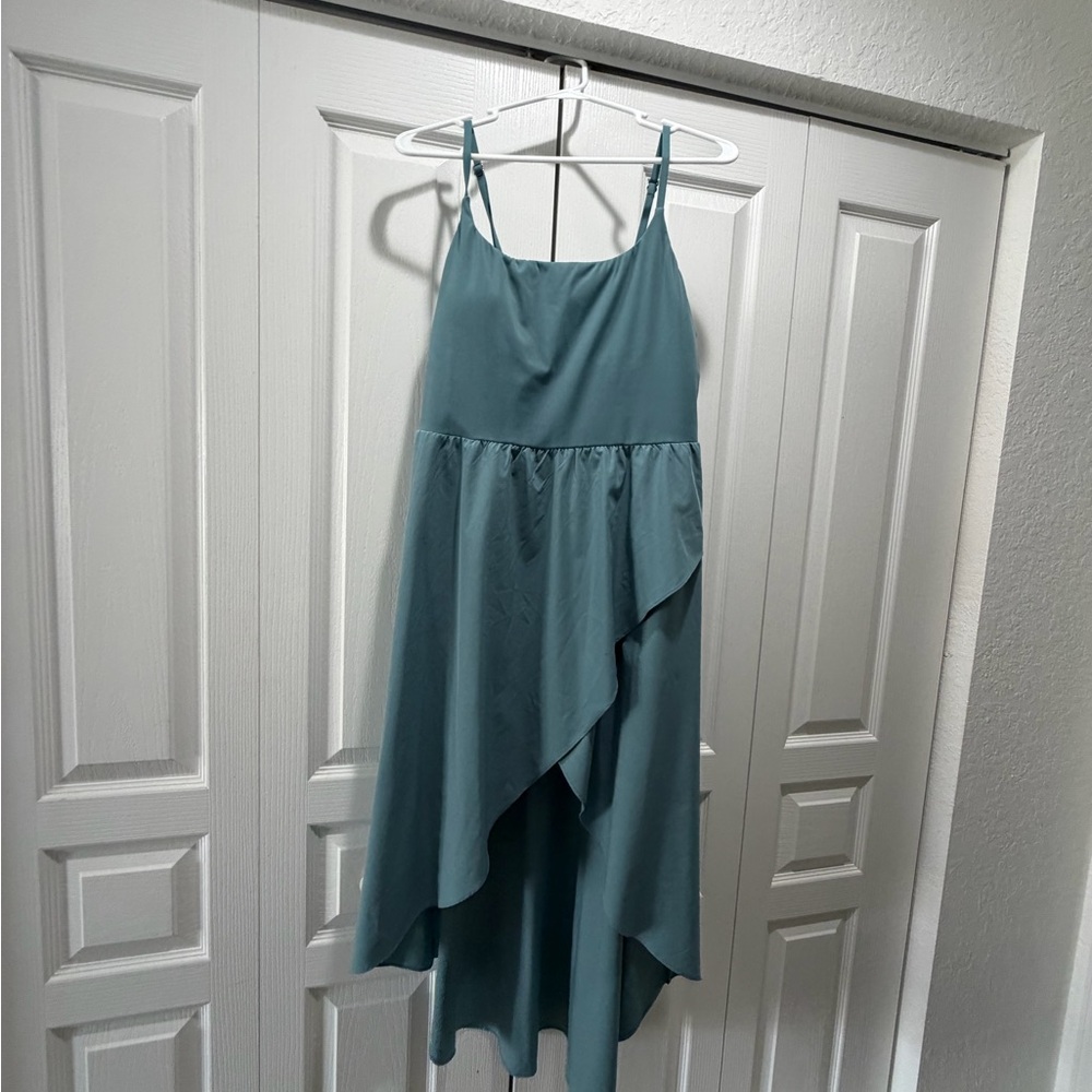 HALARA Teal Asymmetrical Casual Dress